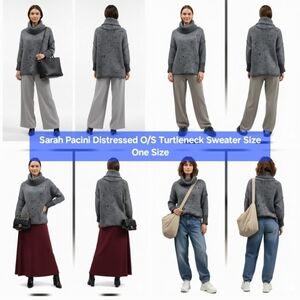 Sarah Pacini Gray Turtleneck Sweater